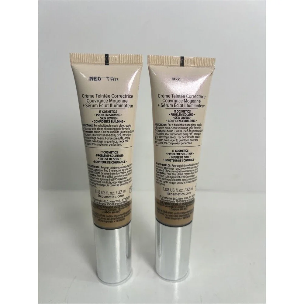 2- It Cosmetics Your Skin but Better CC+ NUDE GLOW SPF40 MEDIUM TAN 1.08 oz NNB